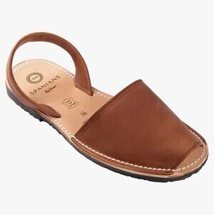 Leather Flat Sandals Natural | Handmade in Spain | Lightweight Sole